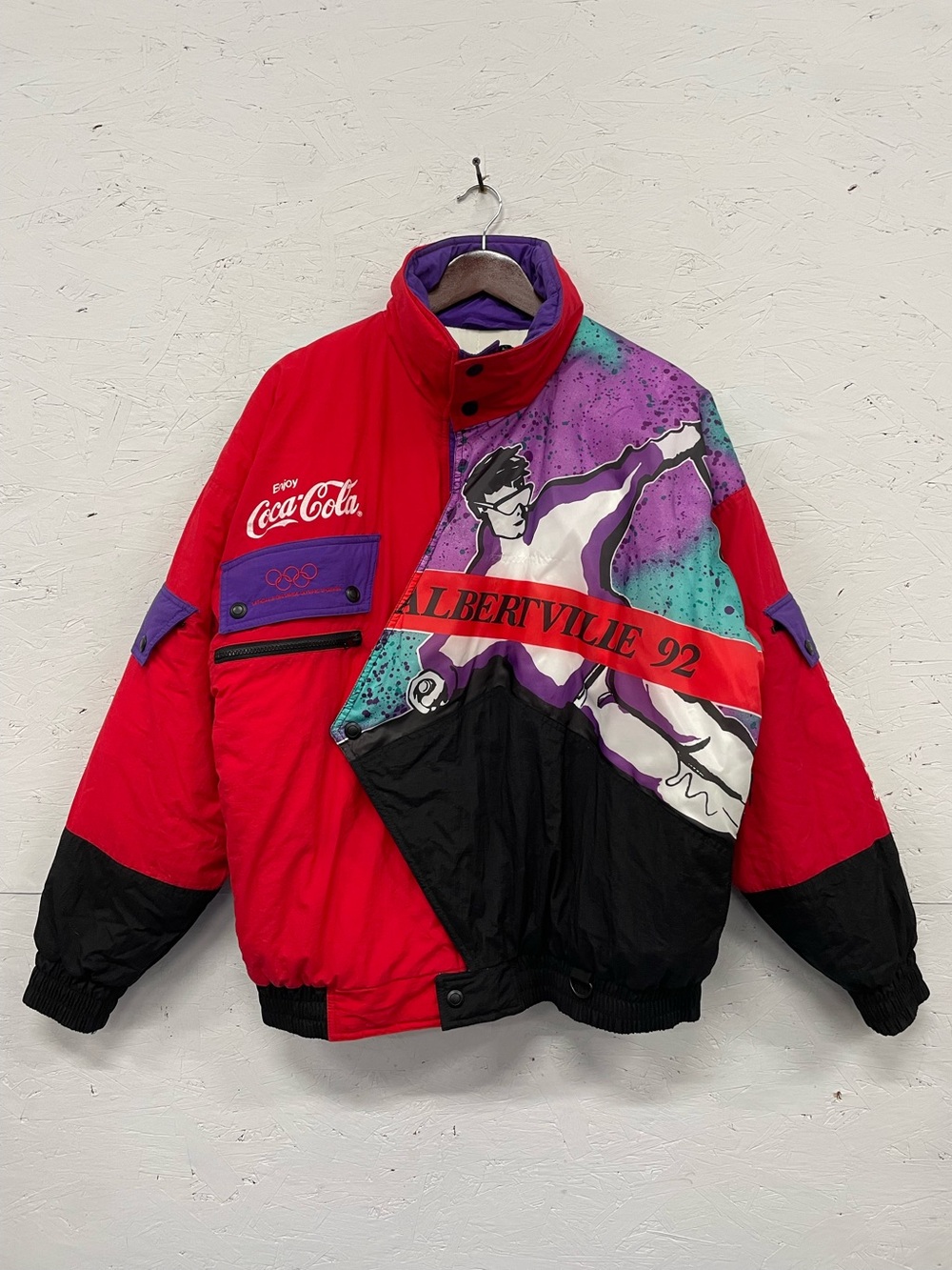 Vintage 1992 Coca-Cola Albertville Winter Olympics Puffer Jacket, Size M